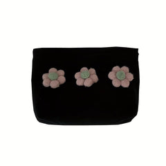 3D Flower Decor Makeup Bag Zipper Pouch Roomy Cosmetic Travel Toiletry Pouch