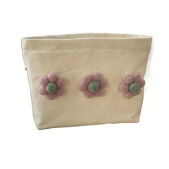 3D Flower Decor Makeup Bag Zipper Pouch Roomy Cosmetic Travel Toiletry Pouch