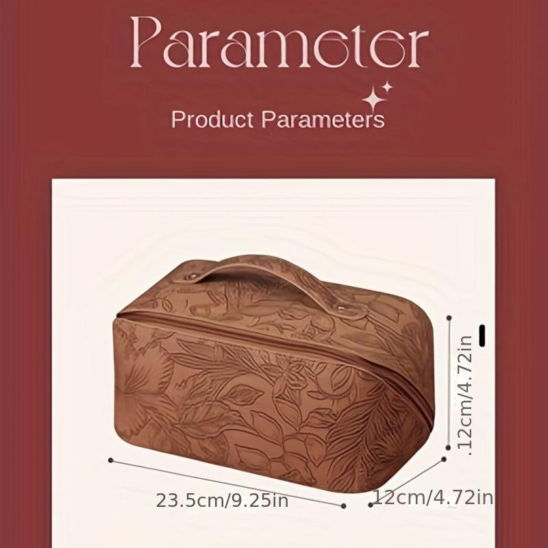 Floral Makeup Bag Embossed PU Leather Toiletry Bag