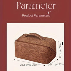 Floral Makeup Bag Embossed PU Leather Toiletry Bag