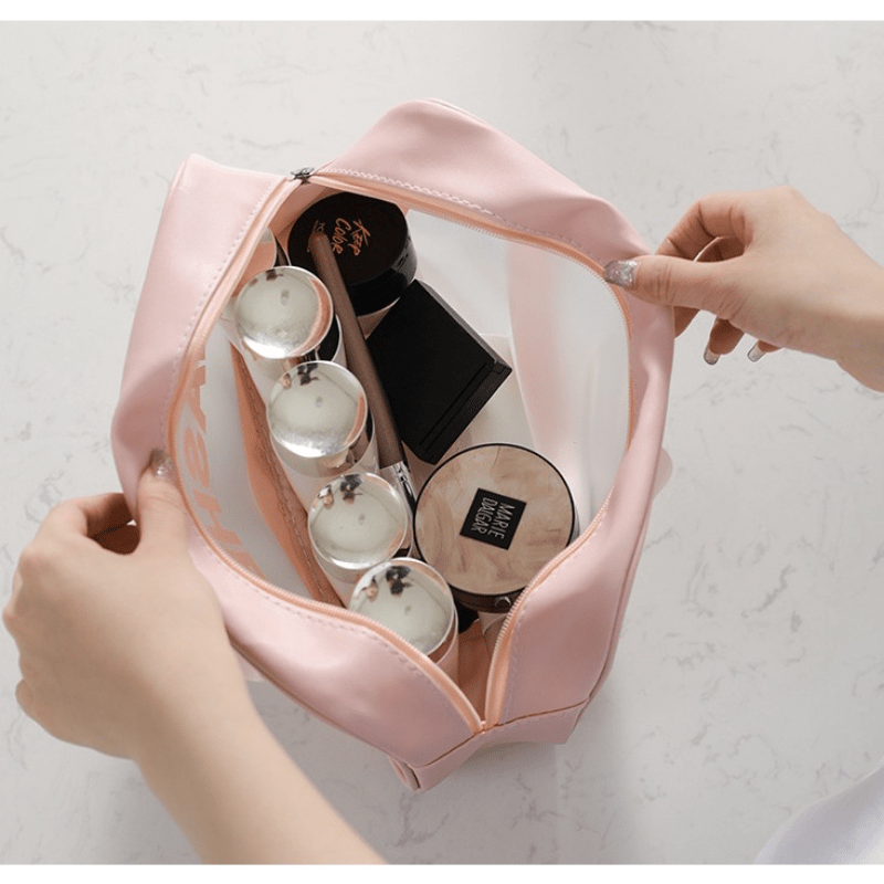 Waterproof TPU Cosmetic Bag Makeup Bag Transparent Storage Bath Bag Handheld