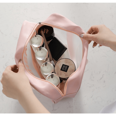 Waterproof TPU Cosmetic Bag Makeup Bag Transparent Storage Bath Bag Handheld