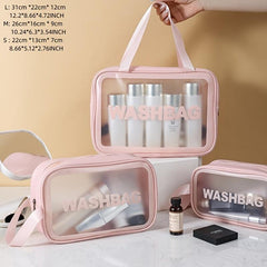 Waterproof TPU Cosmetic Bag Makeup Bag Transparent Storage Bath Bag Handheld