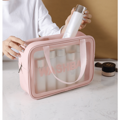 Waterproof TPU Cosmetic Bag Makeup Bag Transparent Storage Bath Bag Handheld