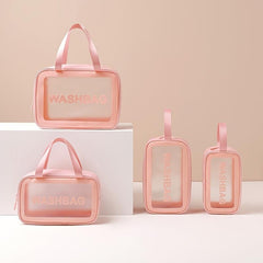 Waterproof TPU Cosmetic Bag Makeup Bag Transparent Storage Bath Bag Handheld