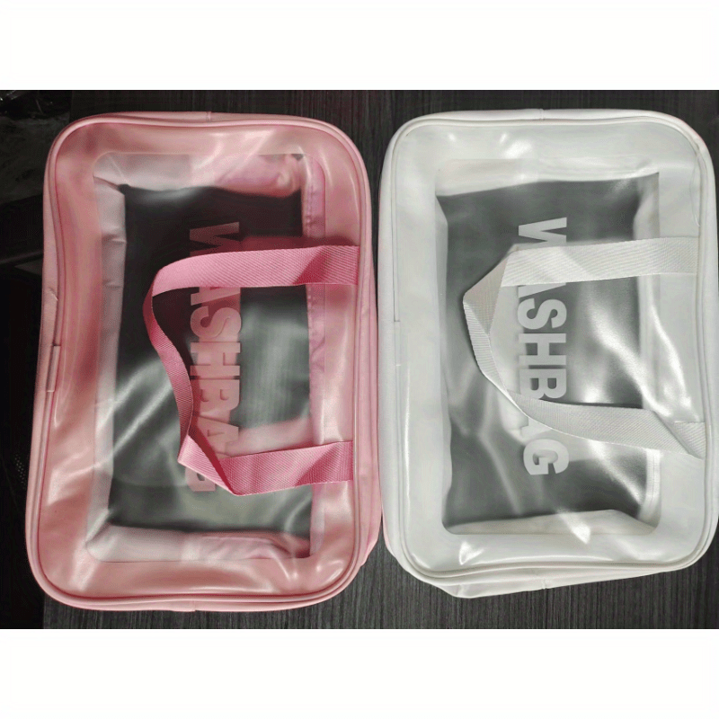 Waterproof TPU Cosmetic Bag Makeup Bag Transparent Storage Bath Bag Handheld
