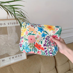 Women Floral Makeup Pouch Cosmetic Bag Organizer Large Capacity Retro Clutch