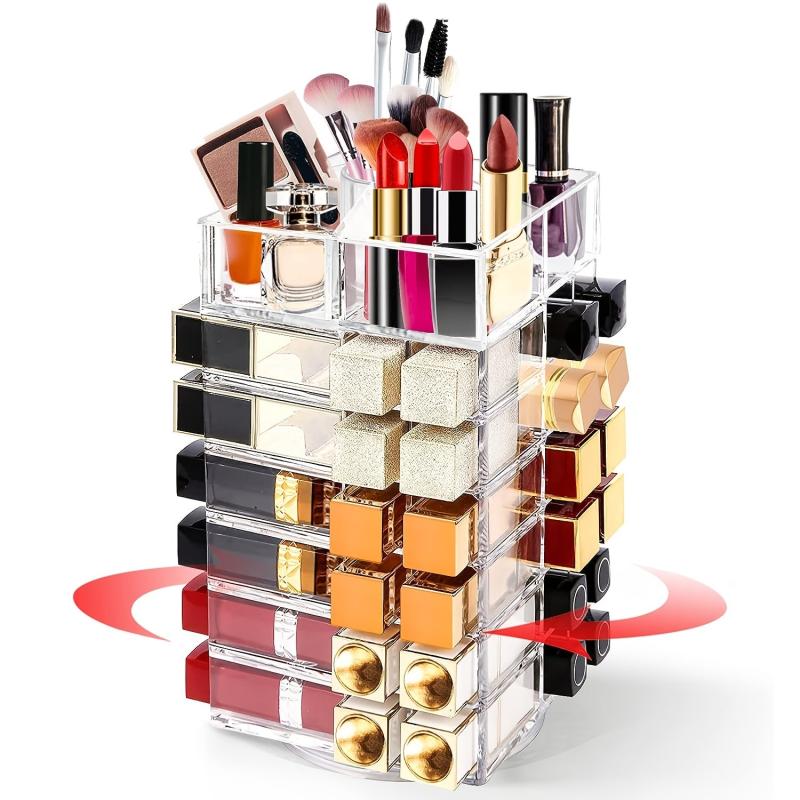 360 Spinning Lipstick Organizer Clear Acrylic