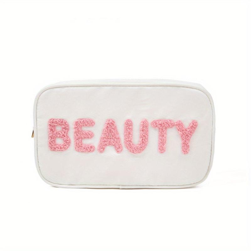 Chenille Letter Patch Makeup Bag Travel Toiletry Pouch