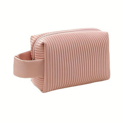 Striped Makeup Bag Portable Travel Toiletry Waterproof Pouch Handle Gift