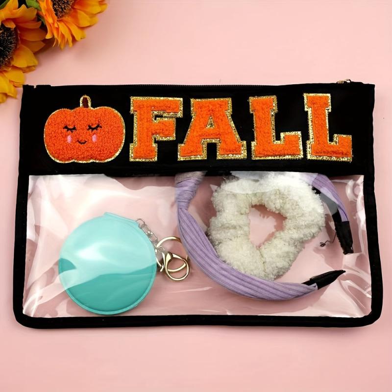 Halloween Chenille Letter Bag Clear Pouch