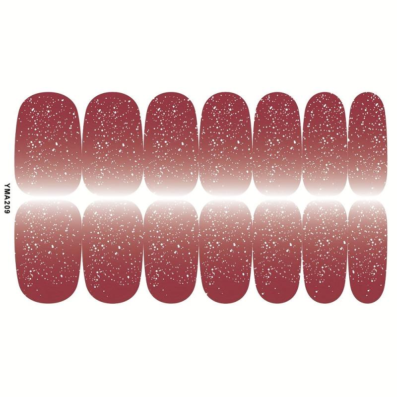 14 Sheets Gradient Nail Polish Stickers Glitter Nail Art Strips