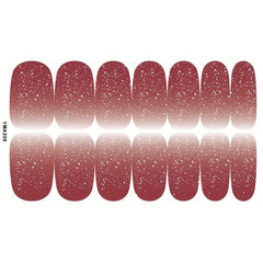 14 Sheets Gradient Nail Polish Stickers Glitter Nail Art Strips