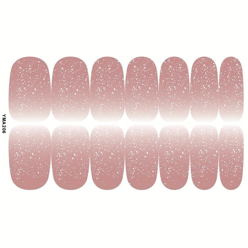 14 Sheets Gradient Nail Polish Stickers Glitter Nail Art Strips