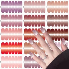 14 Sheets Gradient Nail Polish Stickers Glitter Nail Art Strips