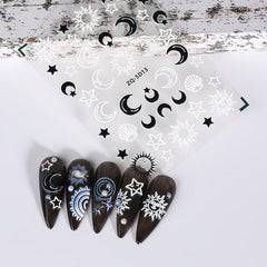 3D Embossed Moon Star Nail Art Stickers Decals Self Adhesive Pegatinas Uu00f1as