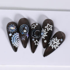 3D Embossed Moon Star Nail Art Stickers Decals Self Adhesive Pegatinas Uu00f1as