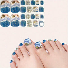 Marble Gradient Toe Nail Stickers Long-lasting Nail Art Decals