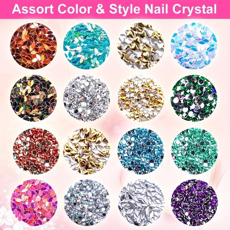 Nail Art Rhinestones Nail Crystal Gems Silver Golden Nail Studs