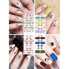 Full Wrap Graffiti Nail Polish Stickers Geometric Nail Strips Self Adhesive