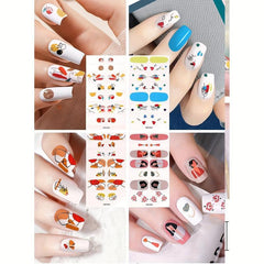 Full Wrap Graffiti Nail Polish Stickers Geometric Nail Strips Self Adhesive