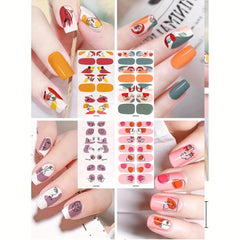 Full Wrap Graffiti Nail Polish Stickers Geometric Nail Strips Self Adhesive