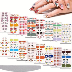 Full Wrap Graffiti Nail Polish Stickers Geometric Nail Strips Self Adhesive