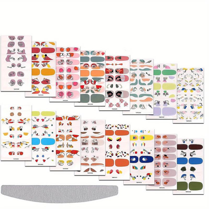 Full Wrap Graffiti Nail Polish Stickers Geometric Nail Strips Self Adhesive