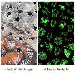 1pc Glow In The Dark Halloween Nail Stickers - Spider Web Ghost Pumpkin