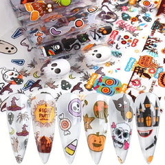 Halloween Skull Nail Foil Transfer Sticker Decal Nail Art
