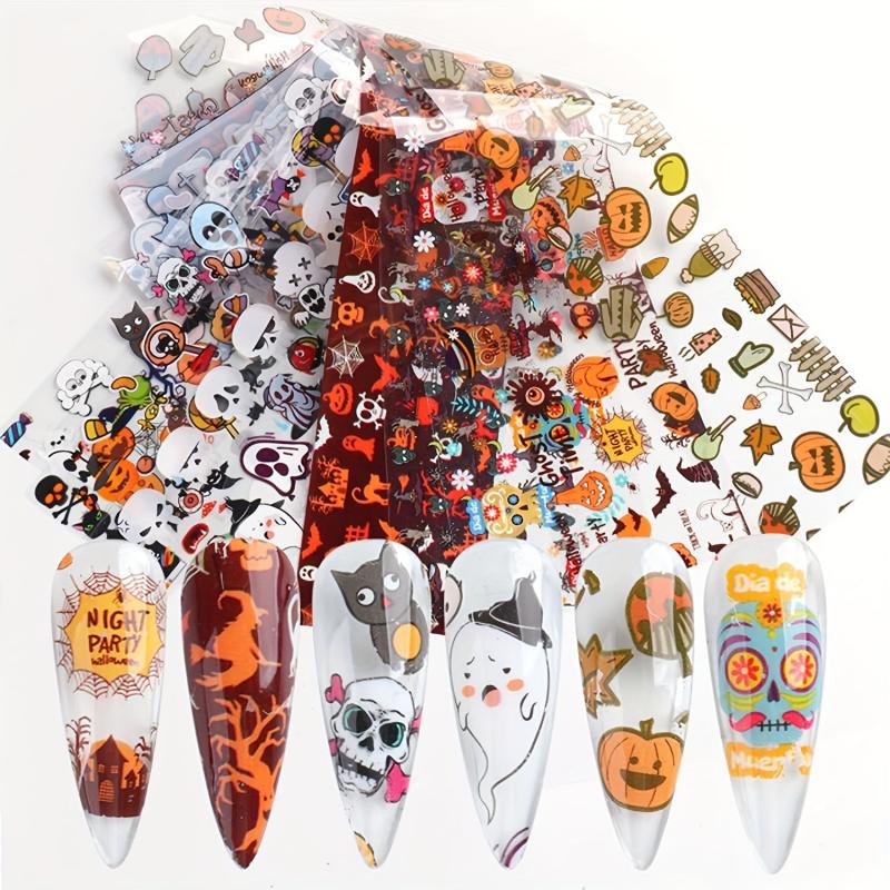Halloween Skull Nail Foil Transfer Sticker Decal Nail Art