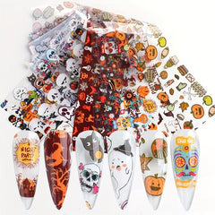 Halloween Skull Nail Foil Transfer Sticker Decal Nail Art