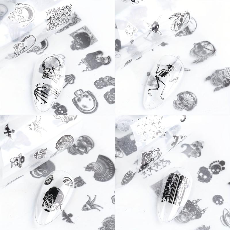 Halloween Skull Nail Foil Transfer Sticker Decal Nail Art