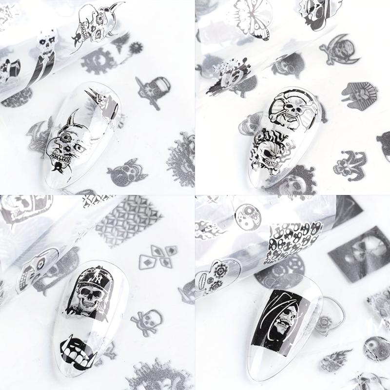Halloween Skull Nail Foil Transfer Sticker Decal Nail Art