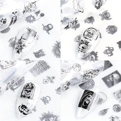 Halloween Skull Nail Foil Transfer Sticker Decal Nail Art