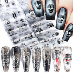 Halloween Skull Nail Foil Transfer Sticker Decal Nail Art