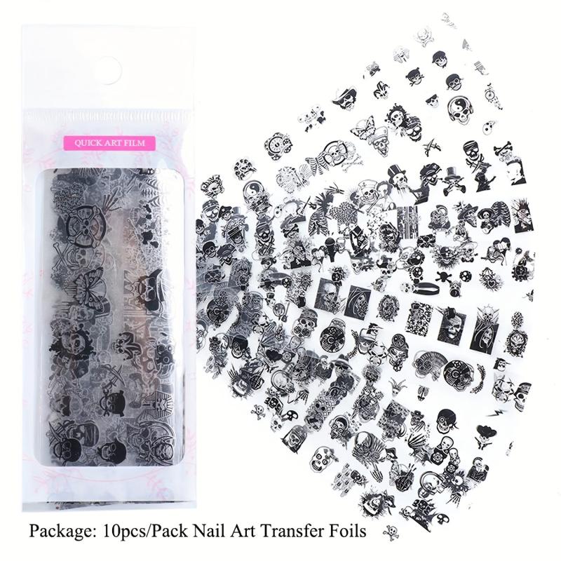 Halloween Skull Nail Foil Transfer Sticker Decal Nail Art