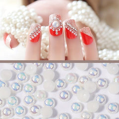 13 Grids Flatback Nail Pearls Set With Tweezers For Nail Art Decoration