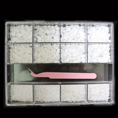 13 Grids Flatback Nail Pearls Set With Tweezers For Nail Art Decoration