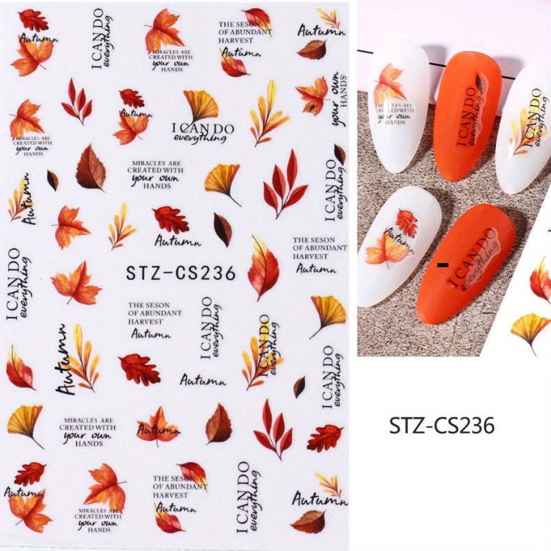 Halloween Nail Art Stickers Pumpkin Maple Leaf Spider Web Decals