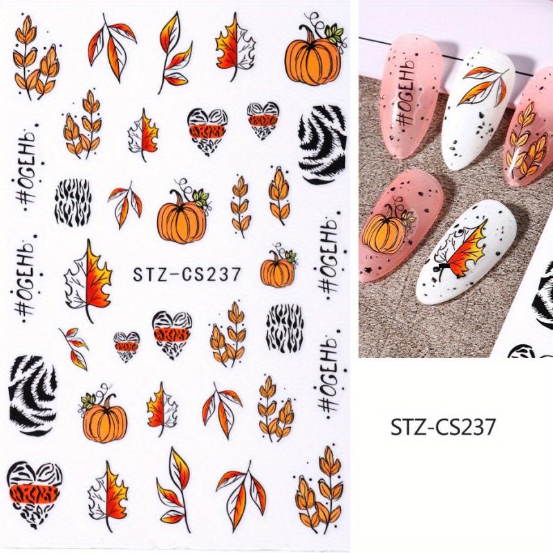 Halloween Nail Art Stickers Pumpkin Maple Leaf Spider Web Decals