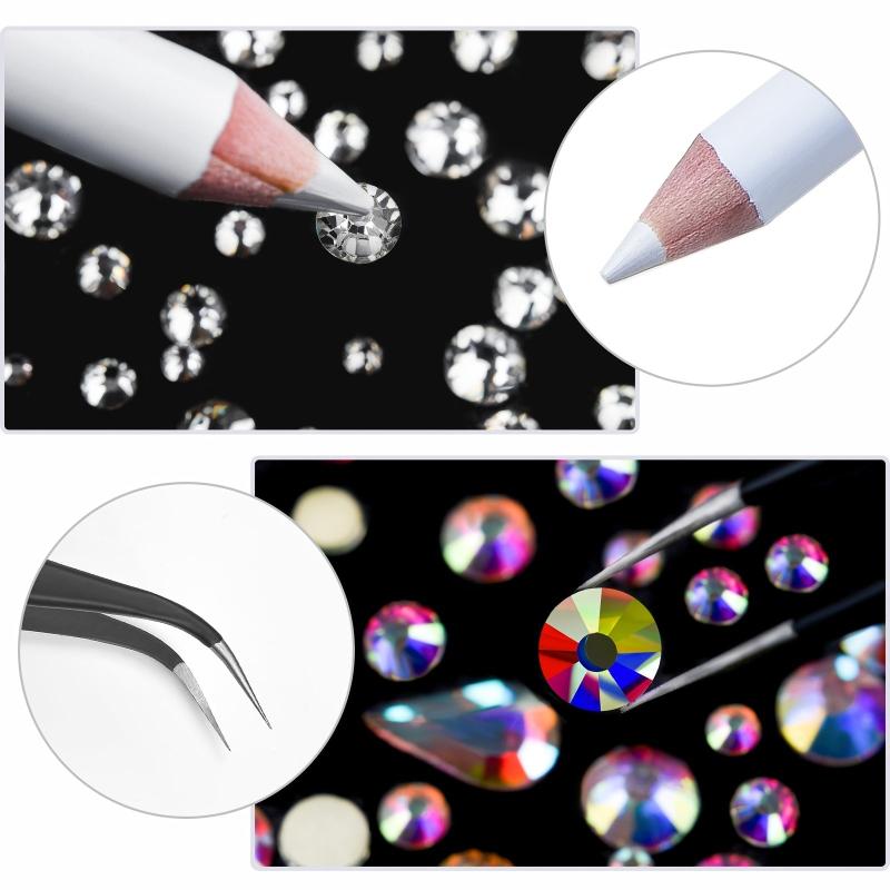 3000 pcs AB Clear Rhinestones Nail Gems with Storage Box
