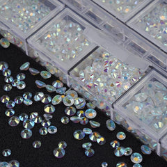 3000 pcs AB Clear Rhinestones Nail Gems with Storage Box