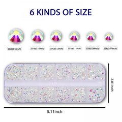 3000 pcs AB Clear Rhinestones Nail Gems with Storage Box