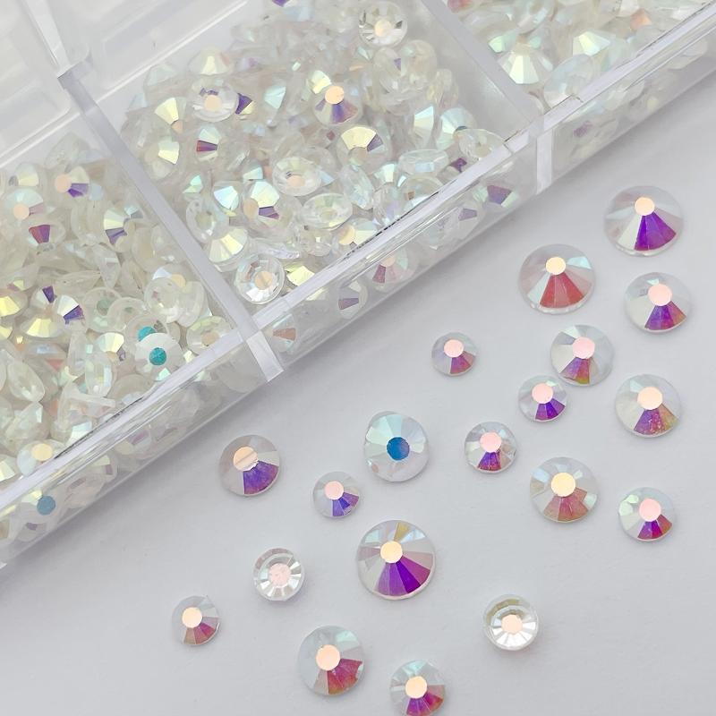 3000 pcs AB Clear Rhinestones Nail Gems with Storage Box