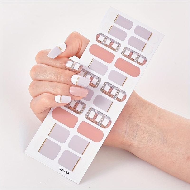 Plaid Lines Nail Polish Stickers Self Adhesive Decal Strips