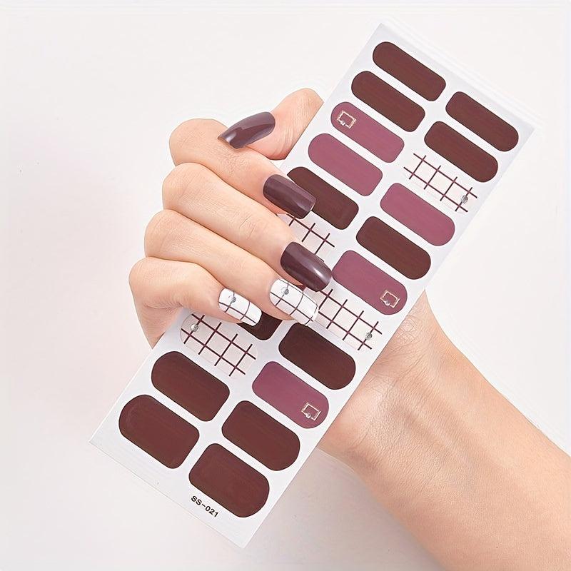 Plaid Lines Nail Polish Stickers Self Adhesive Decal Strips