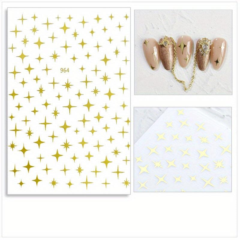 3D Nail Art Stickers Heart Star Pattern Sparkling Nail Decals