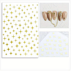 3D Nail Art Stickers Heart Star Pattern Sparkling Nail Decals