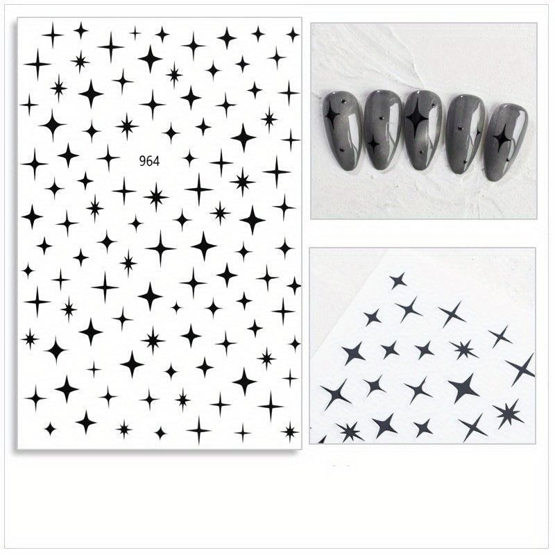 3D Nail Art Stickers Heart Star Pattern Sparkling Nail Decals